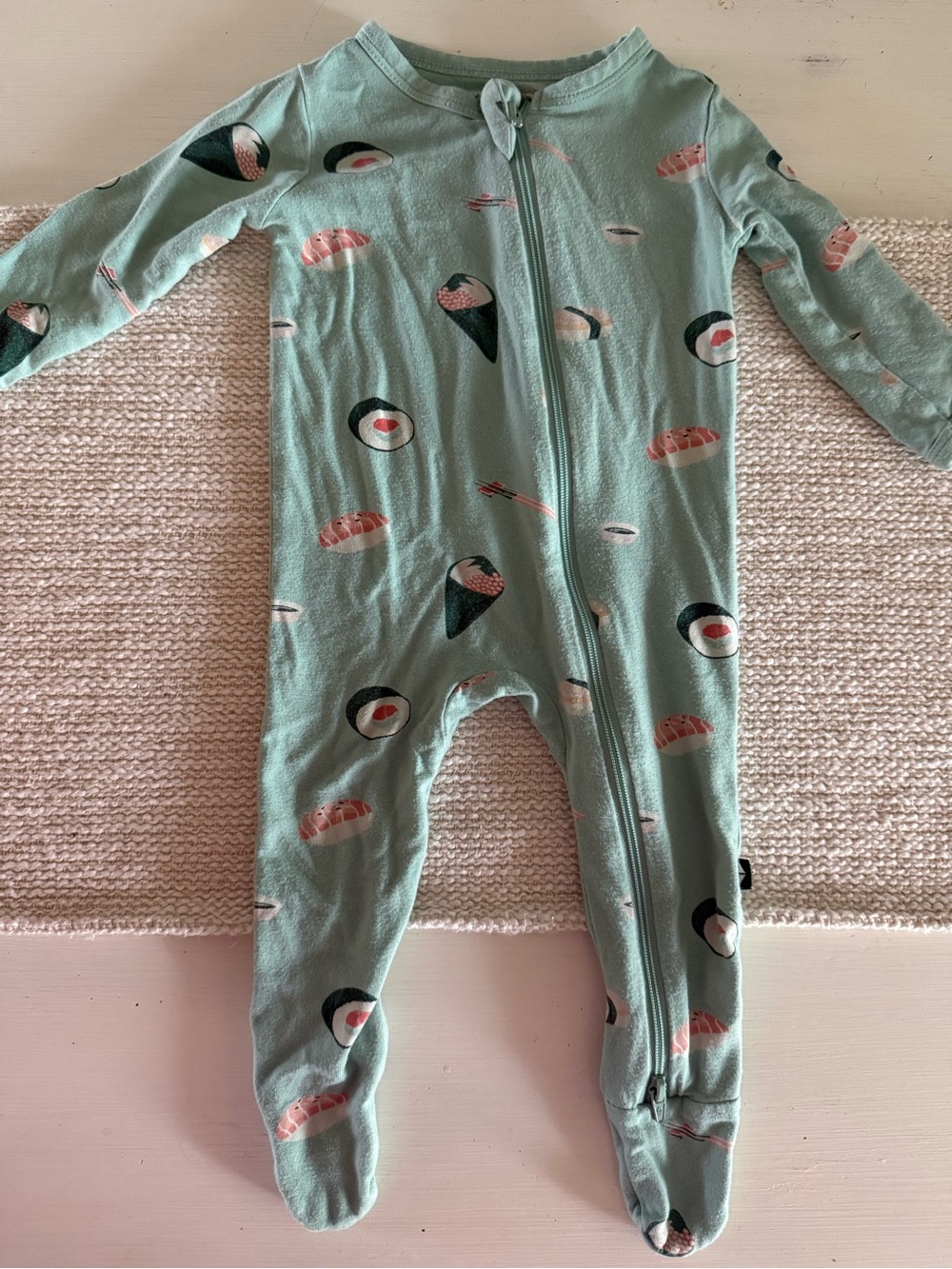Kyte BABY Mint Green Sushi-Print Zip Footed One-Piece